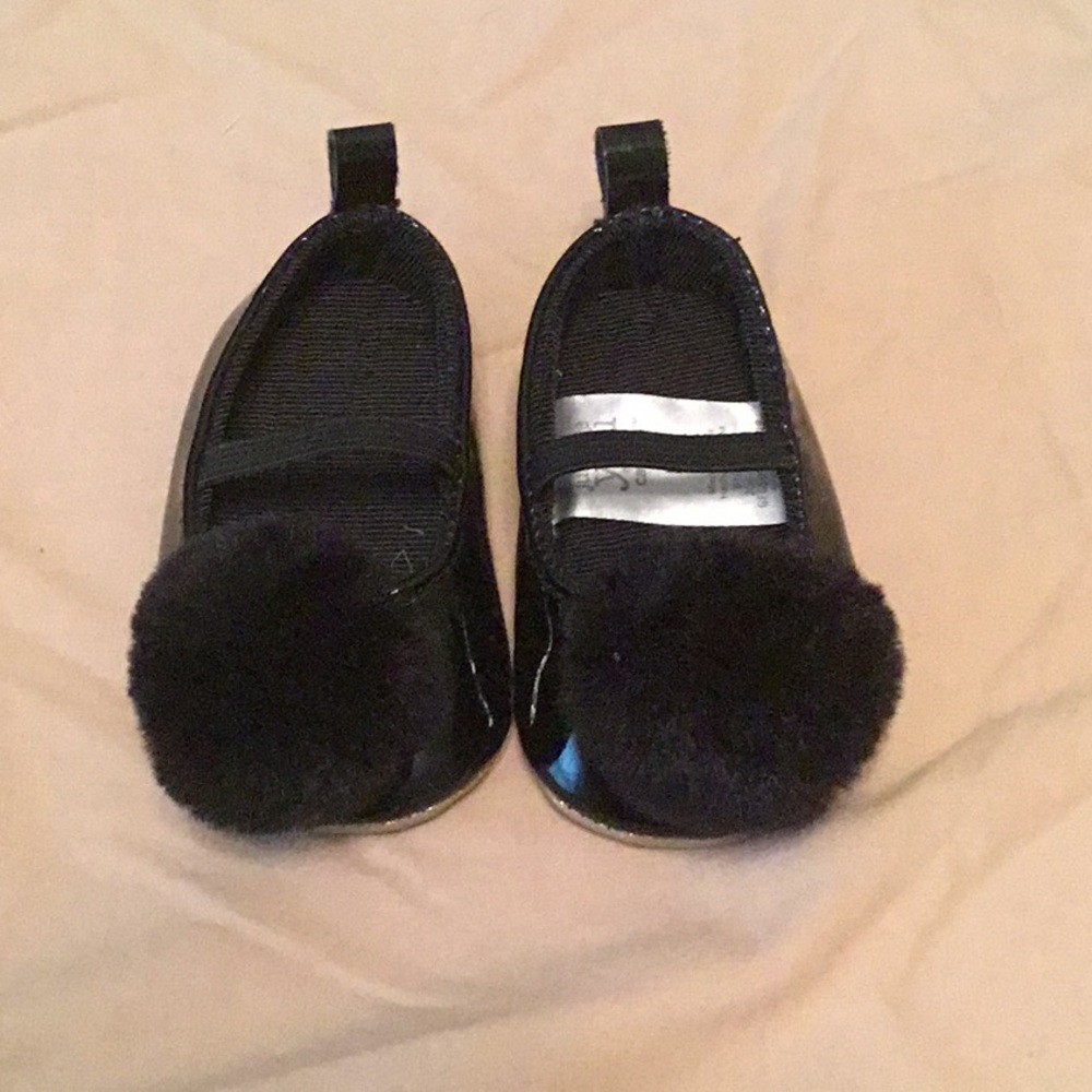 Newborn baby girl black dress shoes